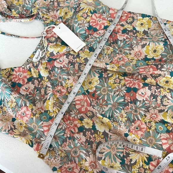 Heartloom Sz M Kendra Mini Dress Floral Babydoll Smocked Back Tiered - Picture 6 of 11